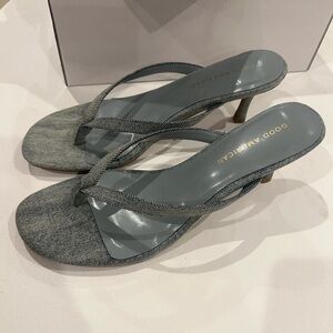 Good American Denim Mule Heeled Sandals